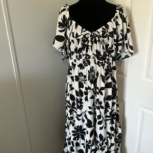 Blush Black and White Floral Maxi Dress